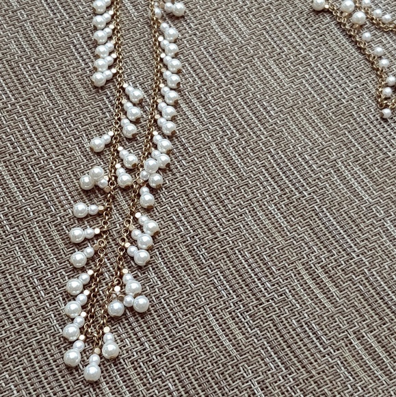 Gold Pearl Drape Statement Necklace - Picture 3 of 5